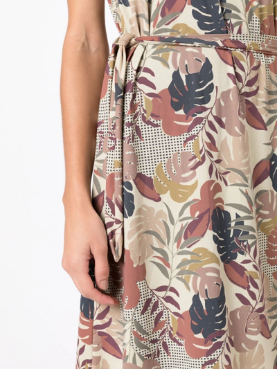 Amir Slama Floral-print Tied-waist Dress In Neutrals