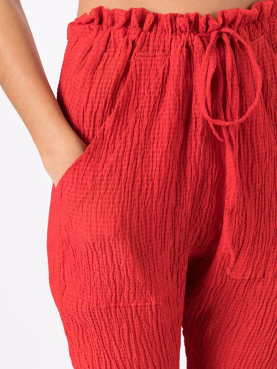 Amir Slama Crinkle-effect Silk Trousers In Red