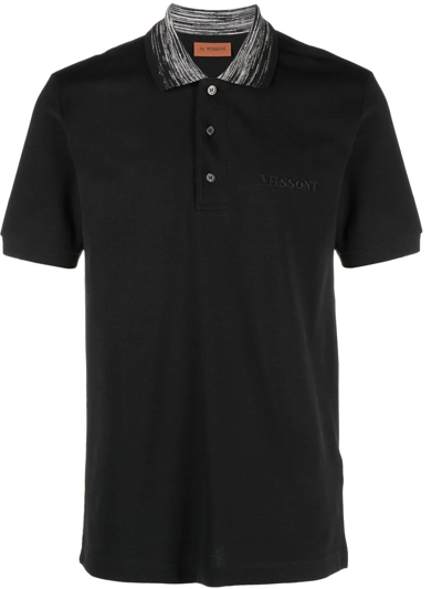Shop Missoni Contrasting-collar Polo Shirt In Black