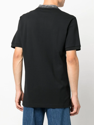 Shop Missoni Contrasting-collar Polo Shirt In Black