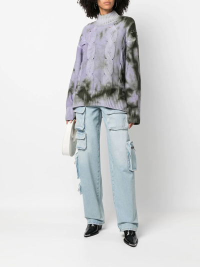 Off-white Bleach Multipocket Cargo Jeans In Blue