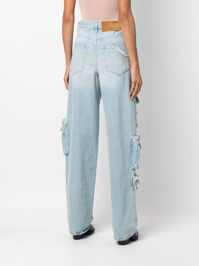 Off-white Bleach Multipocket Cargo Jeans In Blue