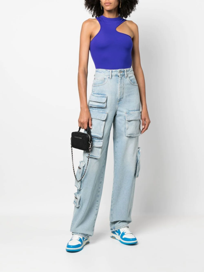 Off-white Asymmetric Cropped Top Logo Embossed In Violett