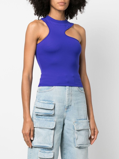 Shop Off-white Embroidered-logo Asymmetric Tank Top In Violett