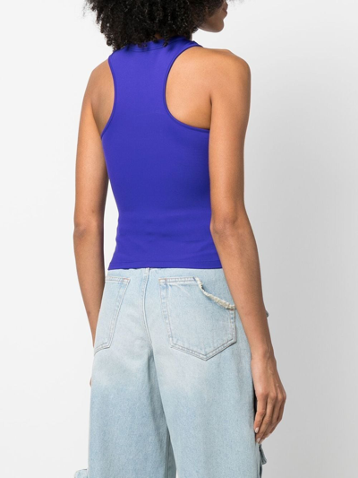 Shop Off-white Embroidered-logo Asymmetric Tank Top In Violett