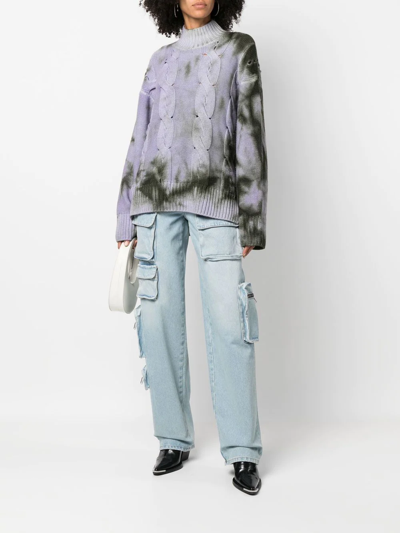Off-white Tie-die Cable-knit Jumper In Violett