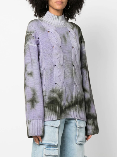 Off-white Tie-die Cable-knit Jumper In Violett