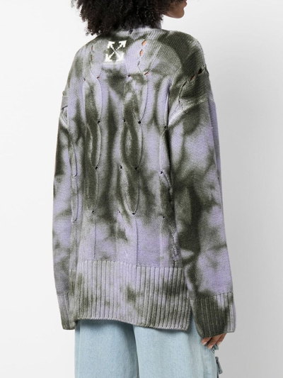 Off-white Tie-die Cable-knit Jumper In Violett