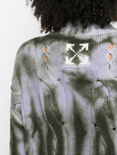Off-white Tie-die Cable-knit Jumper In Violett