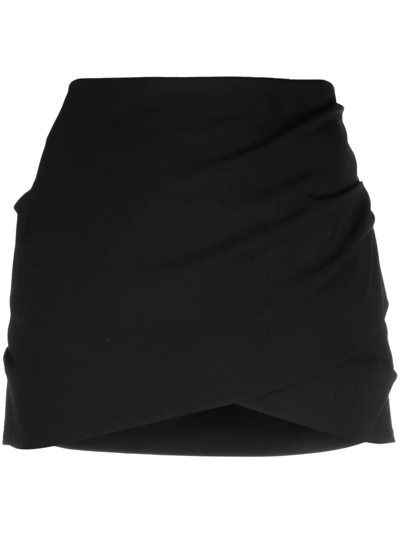 Shop Off-white Logo-patch Draped Mini Skirt In Schwarz