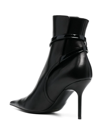 Off-white 110mm Zip Tie Leather Ankle Boots In Schwarz