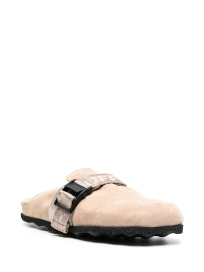 Shop Off-white Buckled Round-toe Mules In Nude