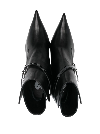 Off-white 110mm Zip Tie Leather Ankle Boots In Schwarz