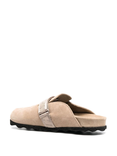 Shop Off-white Buckled Round-toe Mules In Nude