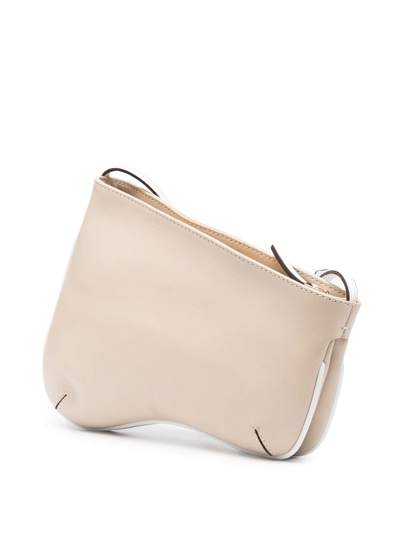 Shop Manu Atelier Asymmetric-design Leather Shoulder Bag In Weiss