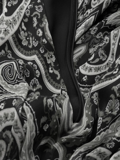 Etro Long Dress In Black Silk Chiffon With Paisley Print In Schwarz