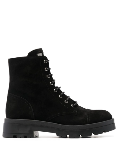 Shop Giuseppe Zanotti Rombos Suede Combat Boots In Schwarz