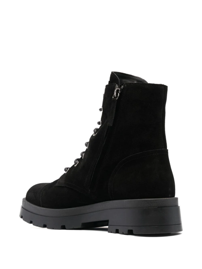 Giuseppe Zanotti Rombos Suede Combat Boots In Schwarz