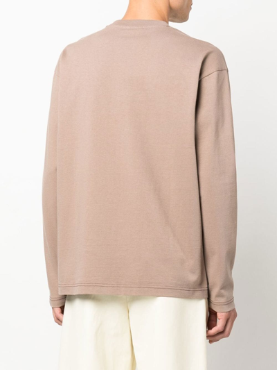 Shop Jacquemus Octopizza Graphic-print Long-sleeved T-shirt In Brown