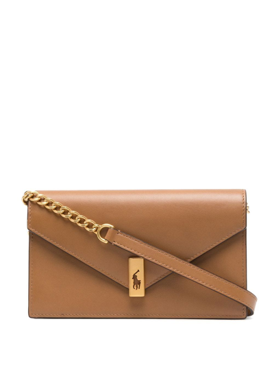 Shop Polo Ralph Lauren Polo Pony Chain-strap Wallet In Nude