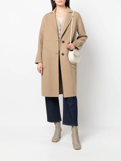 Shop Luisa Cerano Buttoned-up Single-breasted Coat In Neutrals