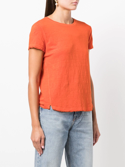 Shop Frame Raw-cut Edge Trim T-shirt In Orange