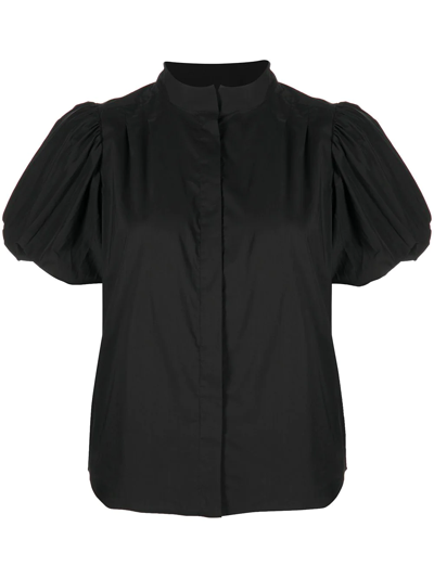 Shop Frame Pleated Puff-sleeved Shirt In Schwarz