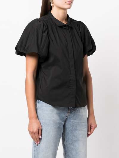 Shop Frame Pleated Puff-sleeved Shirt In Schwarz