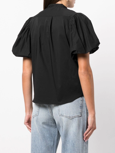 Shop Frame Pleated Puff-sleeved Shirt In Schwarz