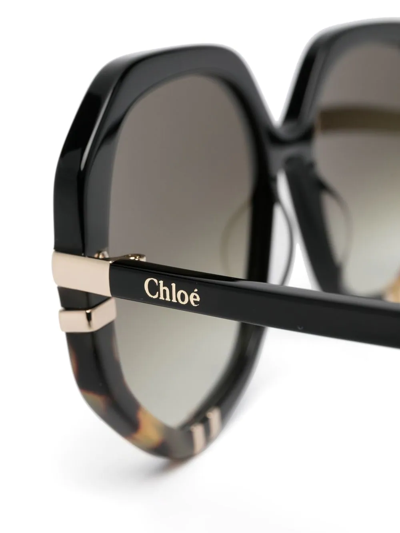 Chloé Womens Ch0105s Hexagonal-frame Acetate Sunglasses Brown In Schwarz