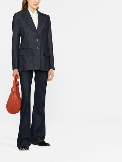 Chloé Single-breasted Jacket In Dark Blue Denim In Blau