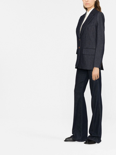 Chloé Single-breasted Jacket In Dark Blue Denim In Blau