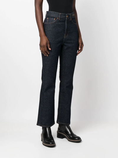 Shop Chloé Iconic Navy Flared Jeans In Blau