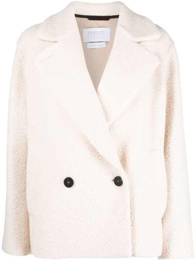 Shop Harris Wharf London Double-breasted Fitted Coat In Nude