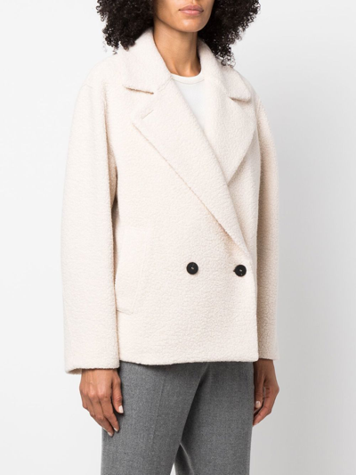 Shop Harris Wharf London Double-breasted Fitted Coat In Nude