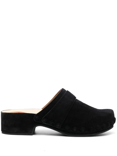 Shop Chloé Suede 45mm Clog Mules In Black