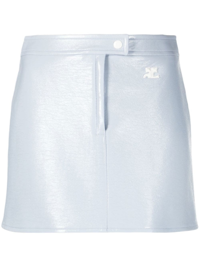 Shop Courrèges High-shine Mini Skirt In Blue