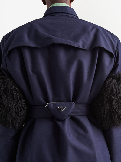 Shop Prada Mohair-insert Technical Raincoat In Blau