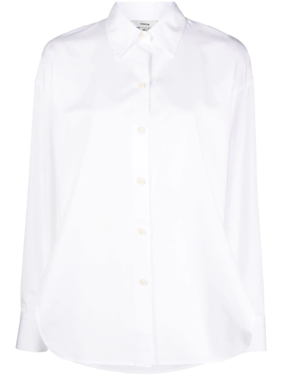 Shop Vince Side-slit Cotton Shirt In Weiss