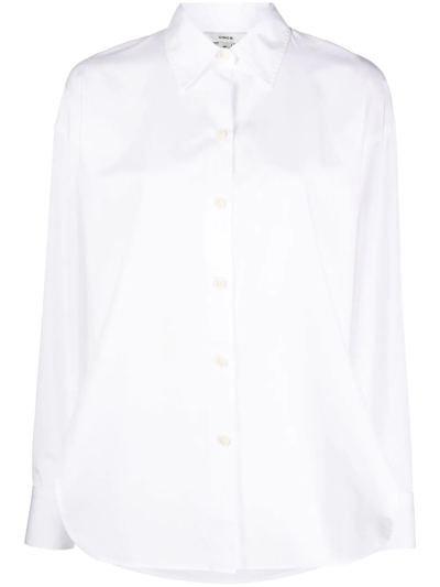 Vince Side-slit Cotton Shirt In Weiss