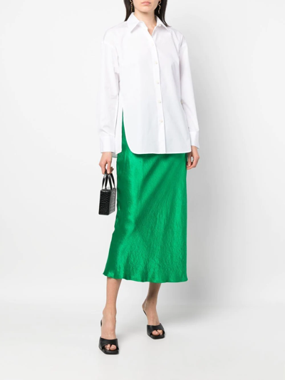 Shop Vince Side-slit Cotton Shirt In Weiss