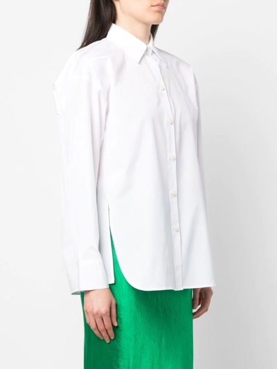 Shop Vince Side-slit Cotton Shirt In Weiss