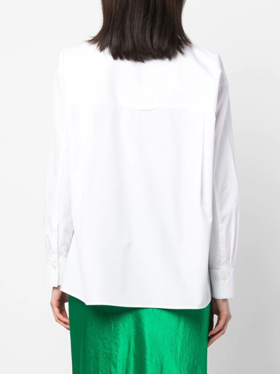 Vince Side-slit Cotton Shirt In Weiss