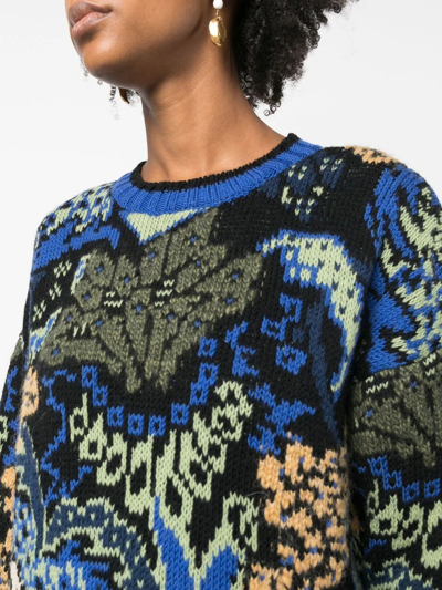 Shop Etro Intarsia-knit Oversized Jumper In Multi