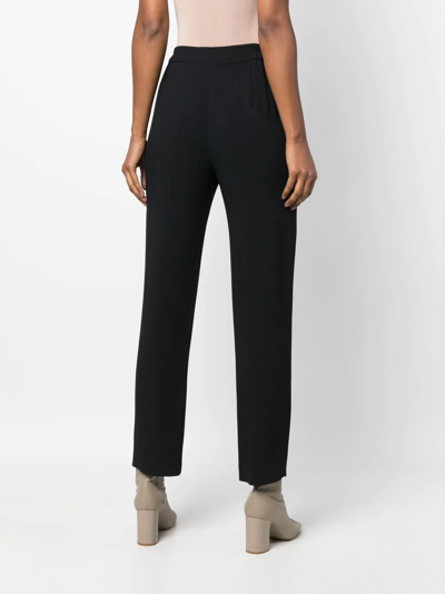 Shop Etro Drawstring-waist Tapered Trousers In Black