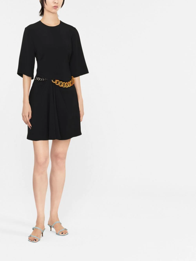 Shop Stella Mccartney Chain-detail Draped Mini Dress In Schwarz