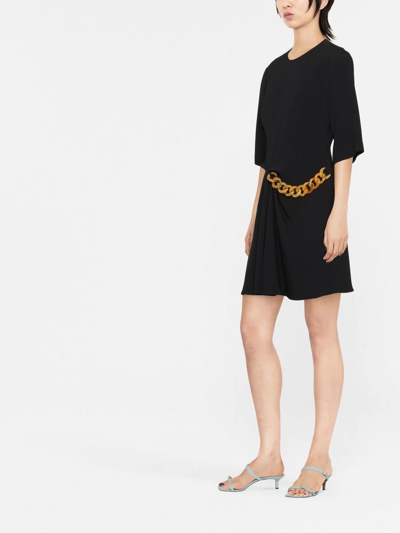 Shop Stella Mccartney Chain-detail Draped Mini Dress In Schwarz
