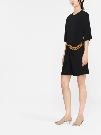 Stella Mccartney Chain-detail Draped Mini Dress In Schwarz
