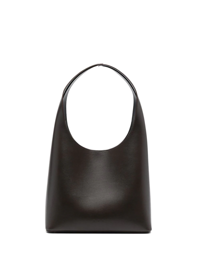 Shop Aesther Ekme Leather Shoulder Bag In Braun