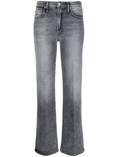 Shop Mother Mid-rise Straight-leg Jeans In Grau